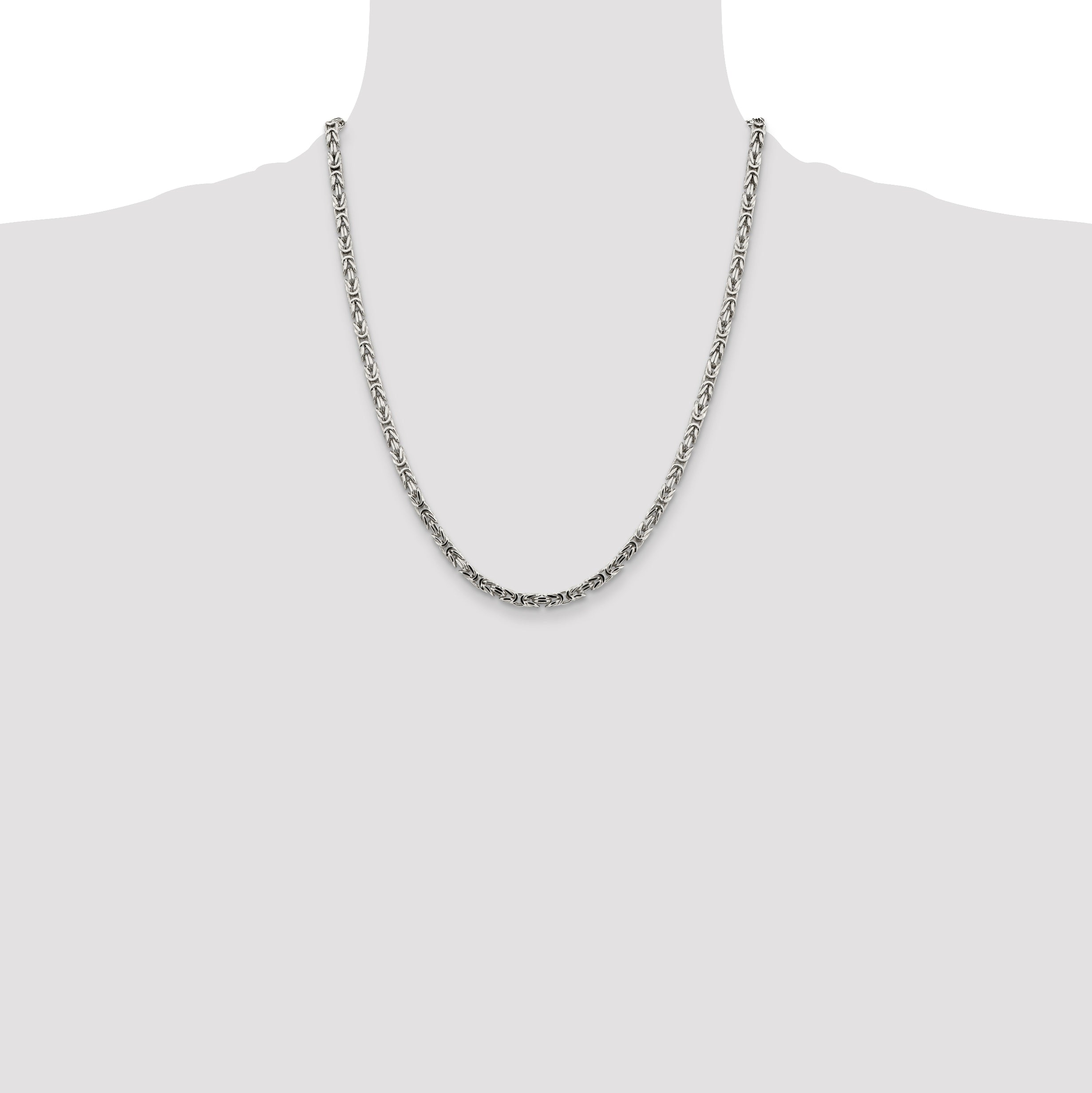 Sterling Silver 3.25mm Byzantine Chain