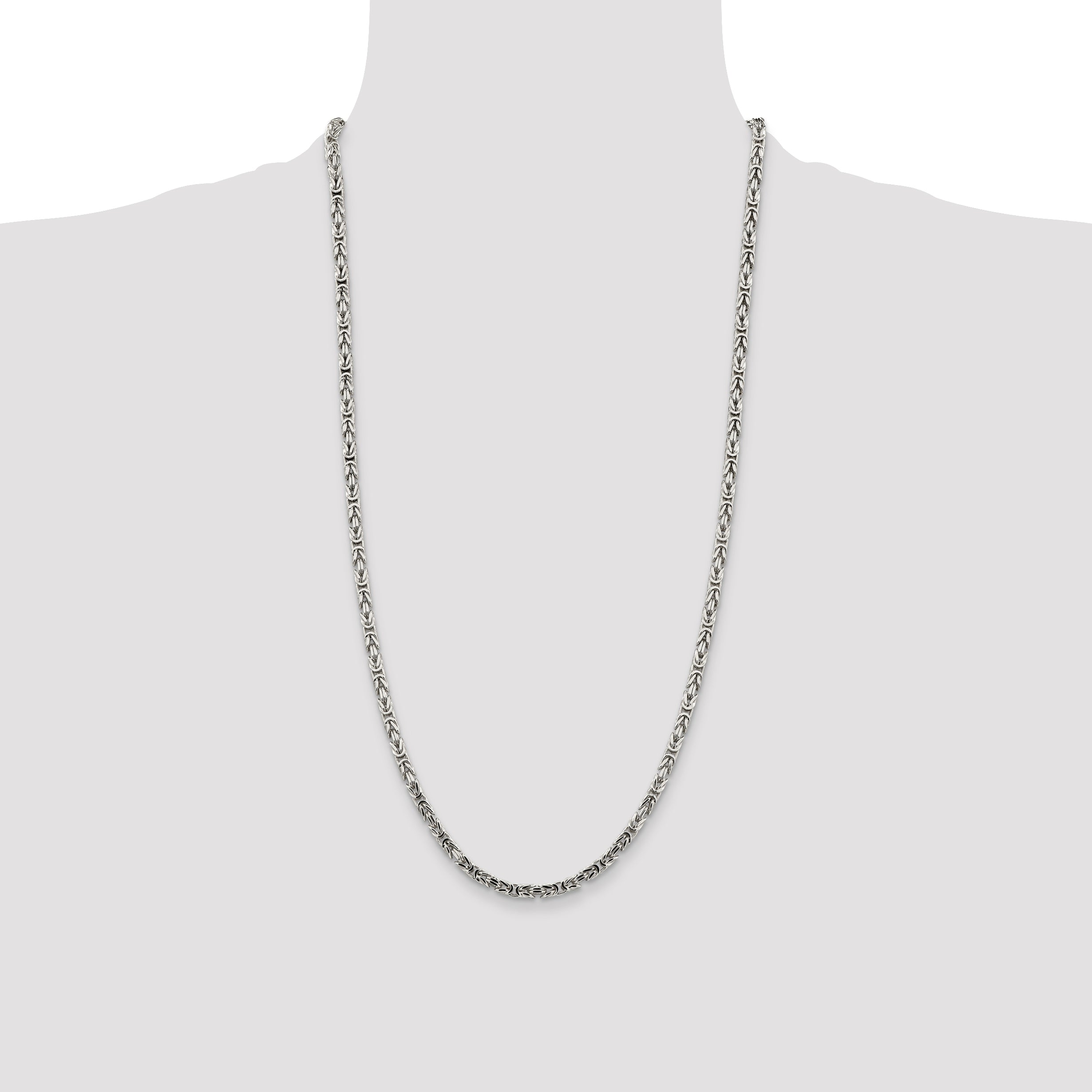 Sterling Silver 3.25mm Byzantine Chain