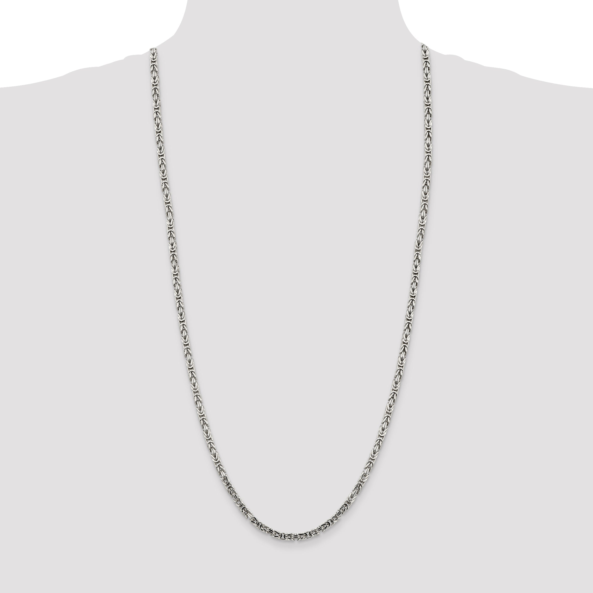 Sterling Silver 3.25mm Byzantine Chain