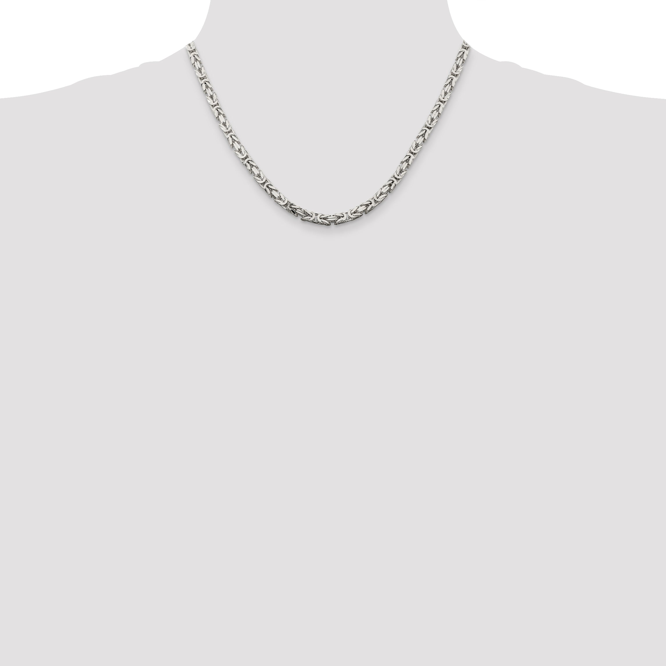 Sterling Silver 4.25mm Byzantine Chain