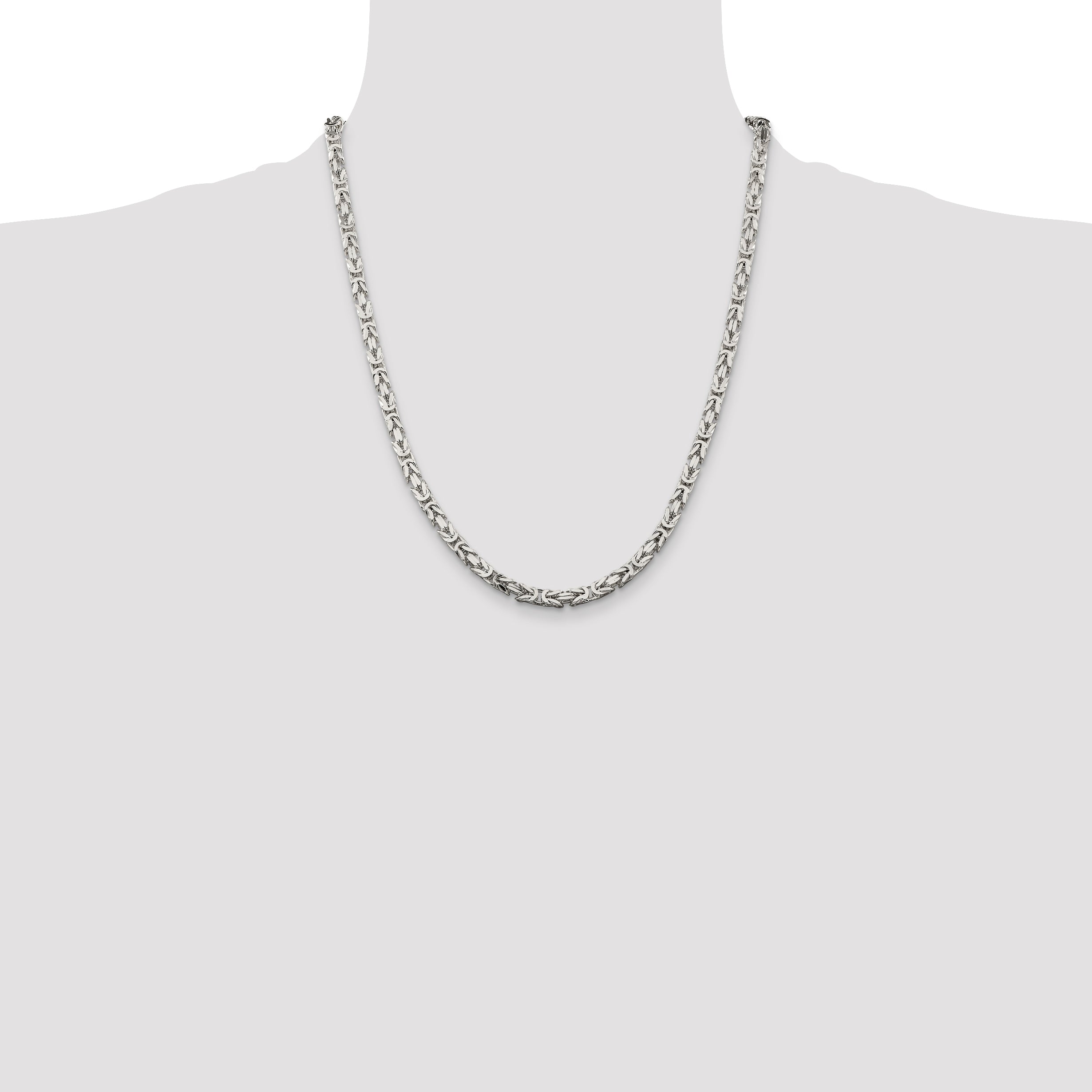 Sterling Silver 4.25mm Byzantine Chain