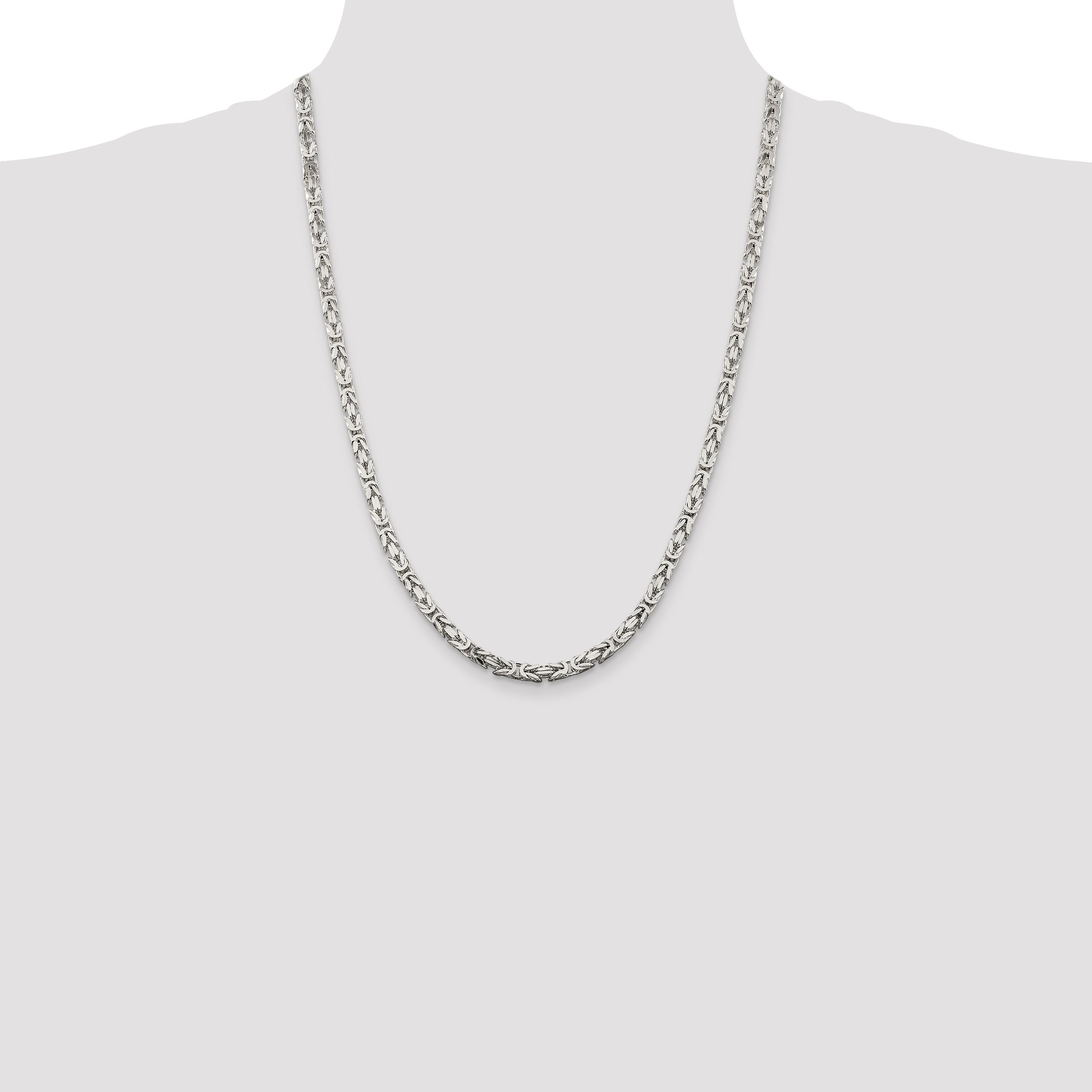 Sterling Silver 4.25mm Byzantine Chain