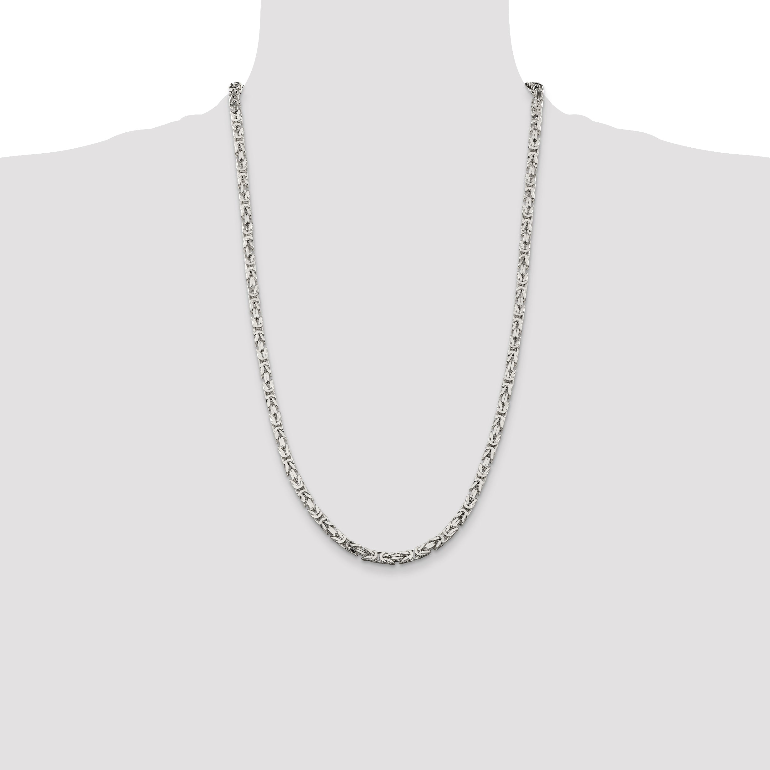 Sterling Silver 4.25mm Byzantine Chain