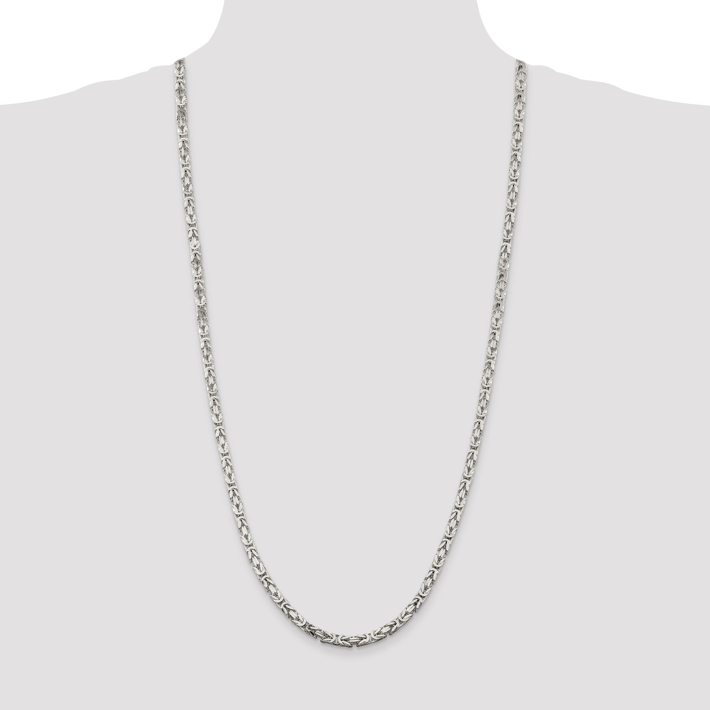 Sterling Silver 4.25mm Byzantine Chain