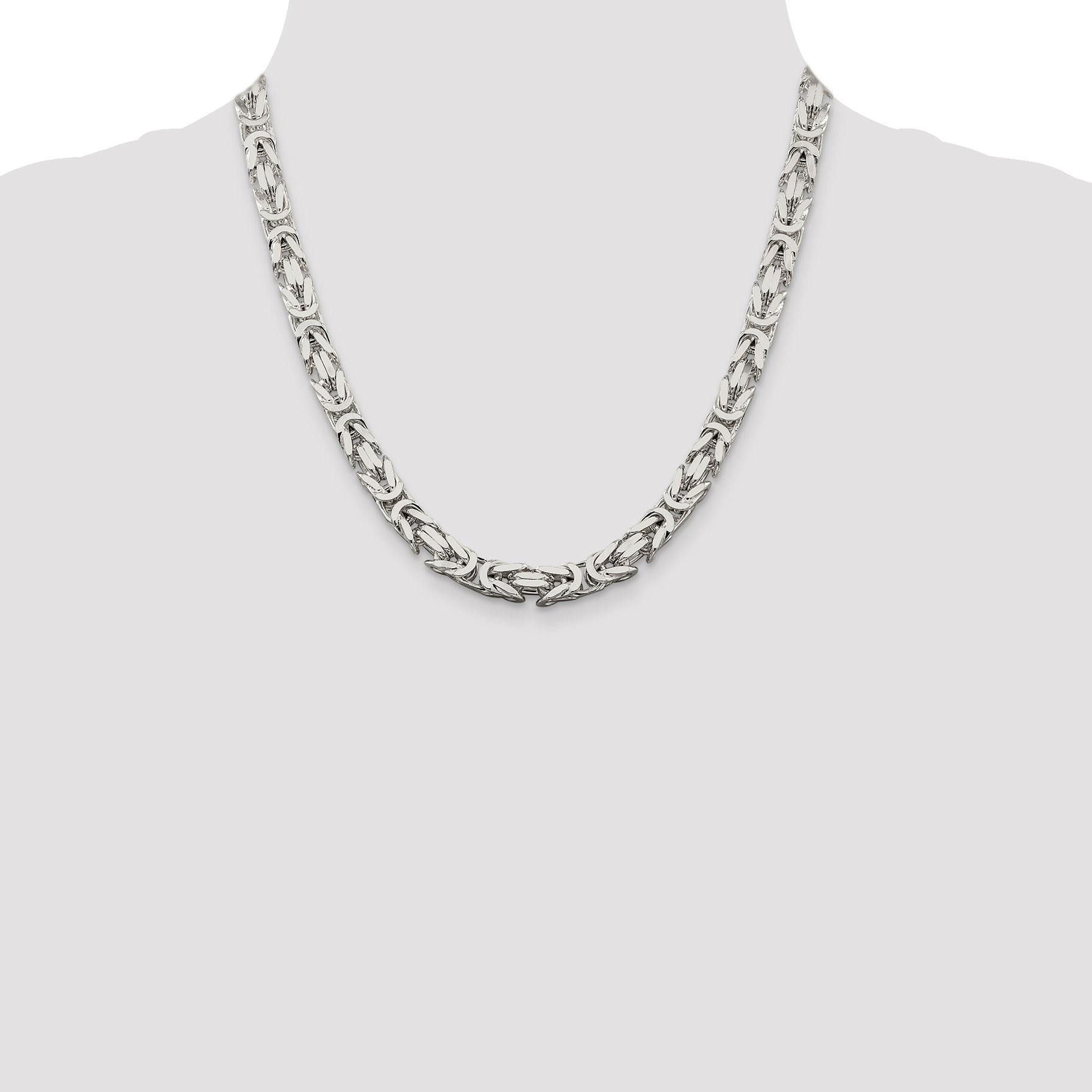 Sterling Silver 7.5mm Byzantine Chain