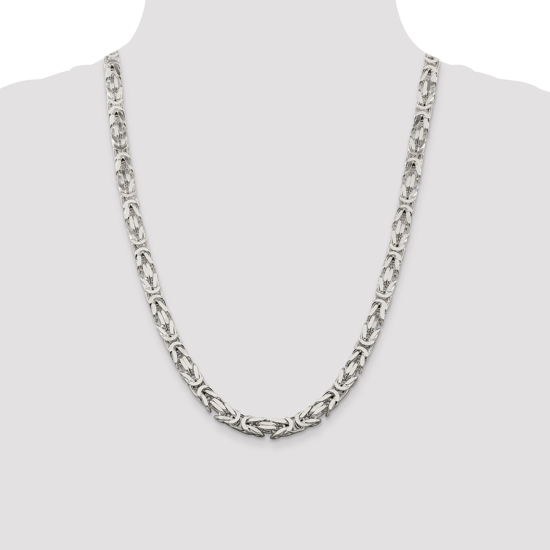 Sterling Silver 7.5mm Byzantine Chain