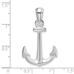 De-Ani Sterling Silver Rhodium-Plated Polished 3D Anchor Pendant