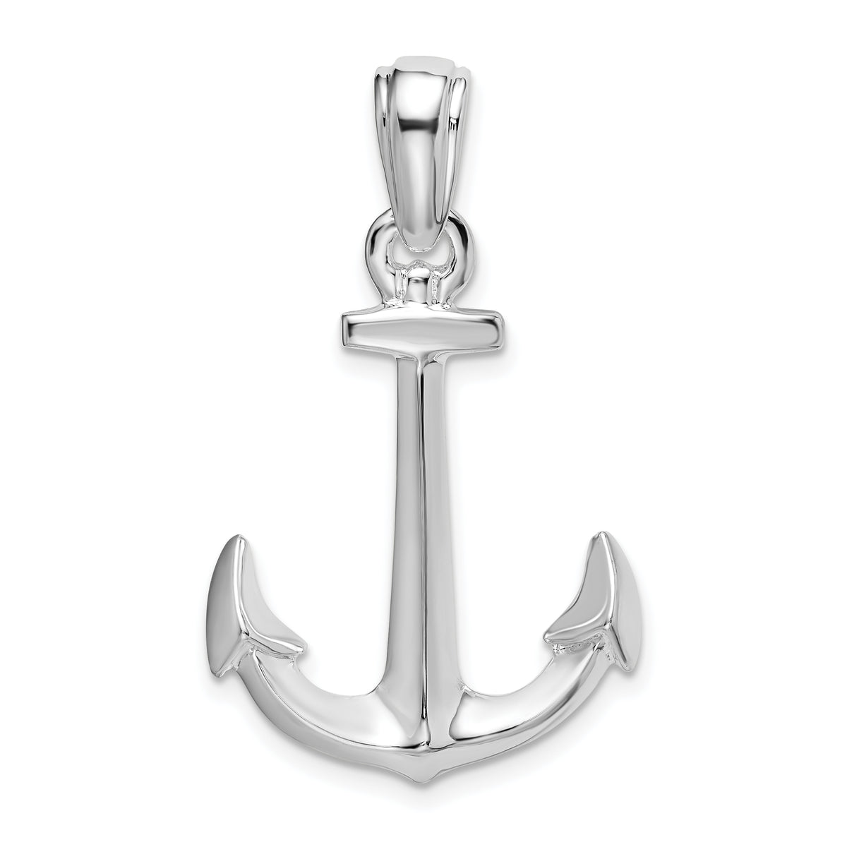 De-Ani Sterling Silver Rhodium-Plated Polished 3D Anchor Pendant