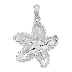 De-Ani Sterling Silver Rhodium-Plated Polished and Textured Starfish Pendant