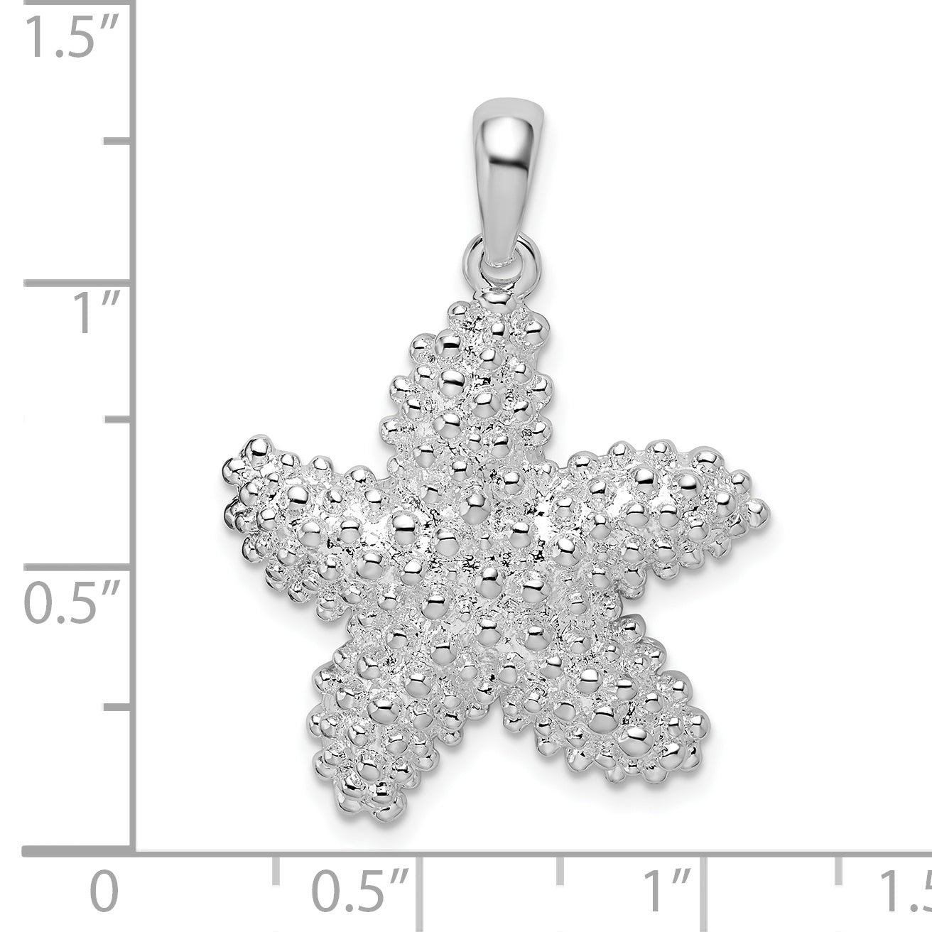 De-Ani Sterling Silver Rhodium-Plated Polished and Textured Starfish Pendant