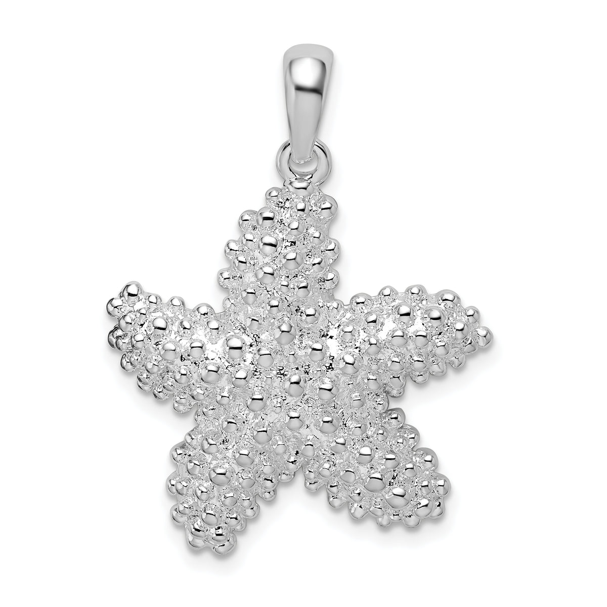 De-Ani Sterling Silver Rhodium-Plated Polished and Textured Starfish Pendant