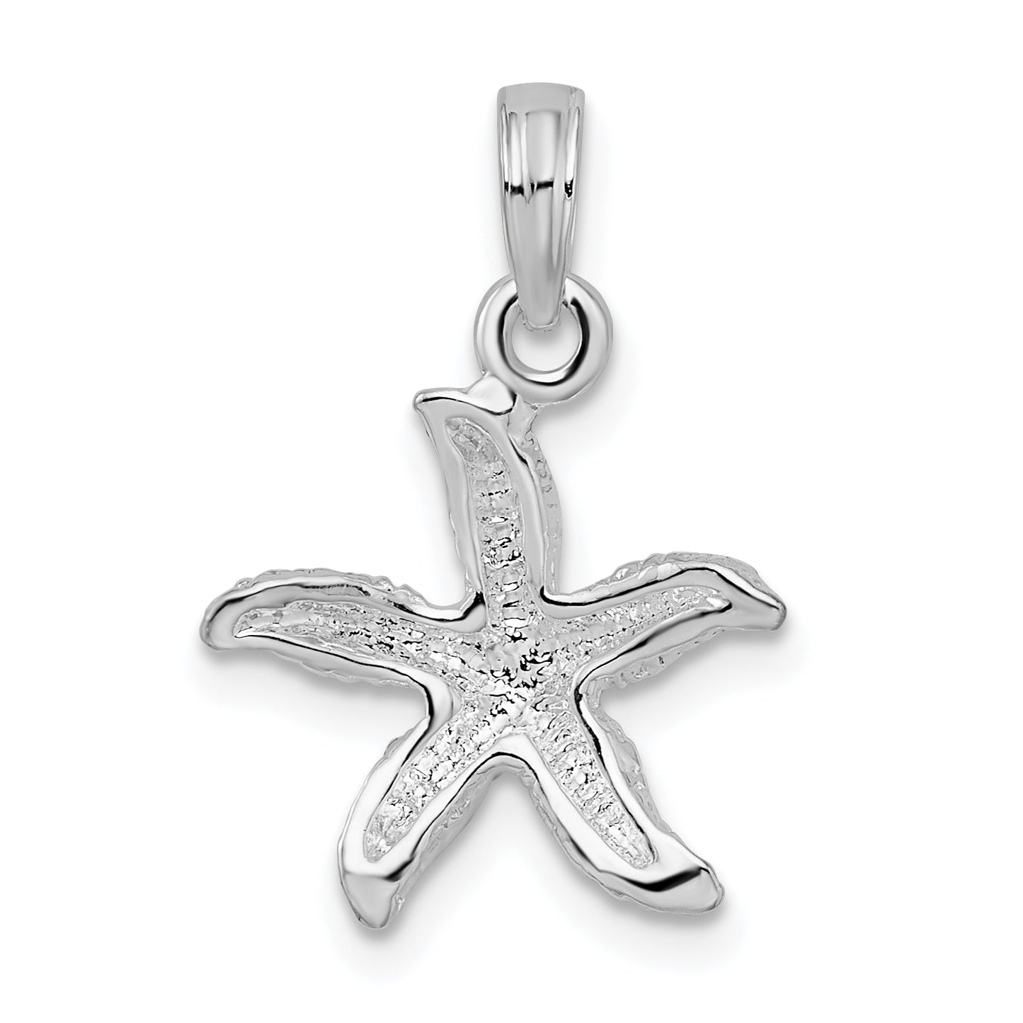 De-Ani Sterling Silver Rhodium-Plated Polished and Textured Small Starfish Pendant