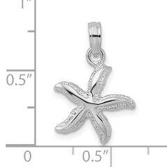 De-Ani Sterling Silver Rhodium-Plated Polished and Textured Small Starfish Pendant