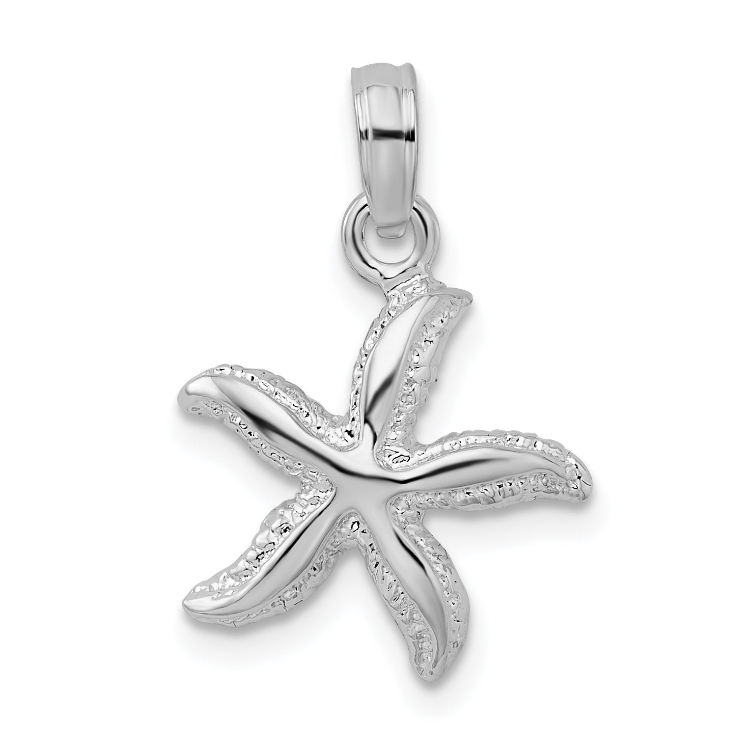 De-Ani Sterling Silver Rhodium-Plated Polished and Textured Small Starfish Pendant