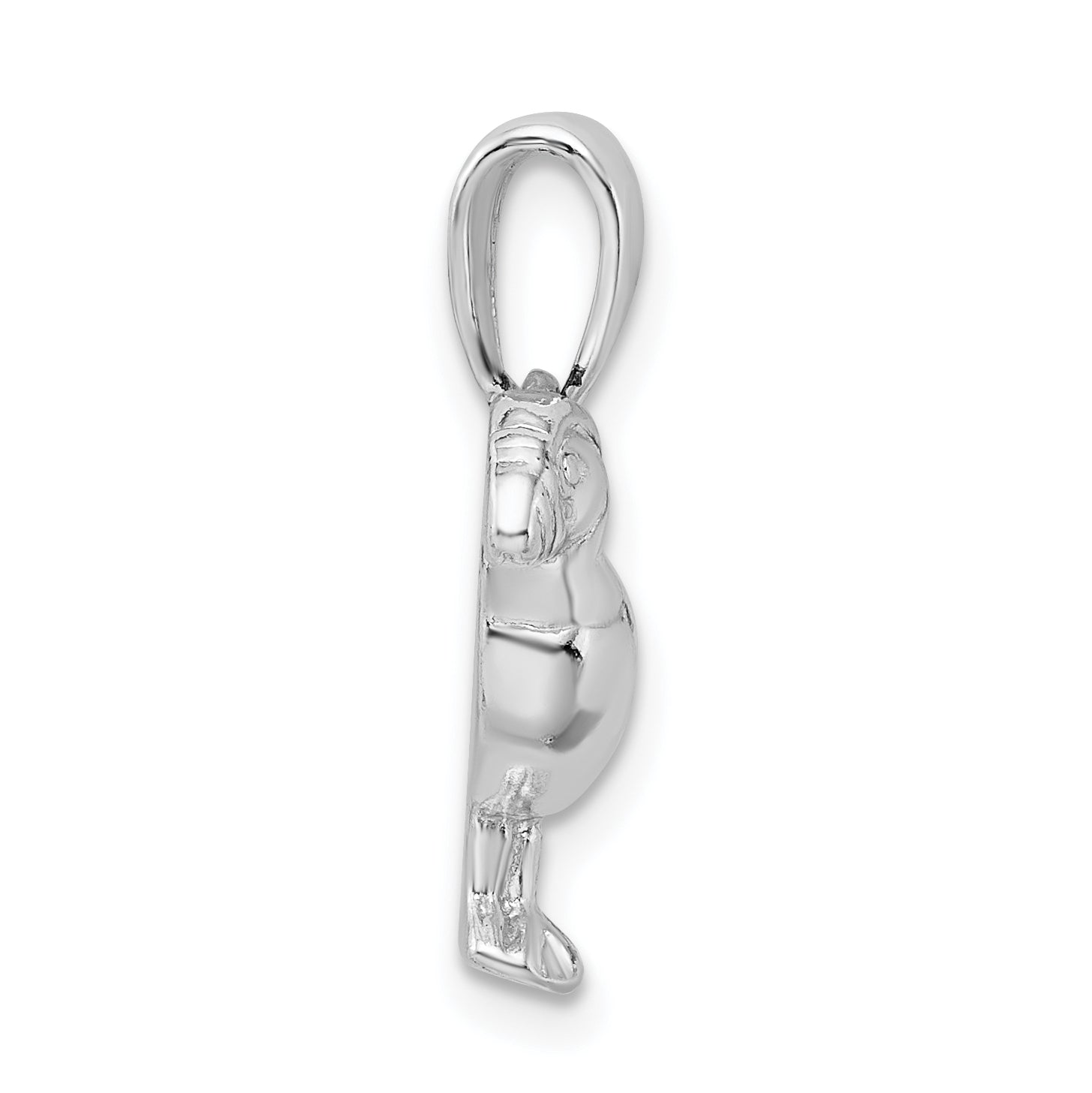 De-Ani Sterling Silver Rhodium-Plated Polished Puffin Bird Pendant