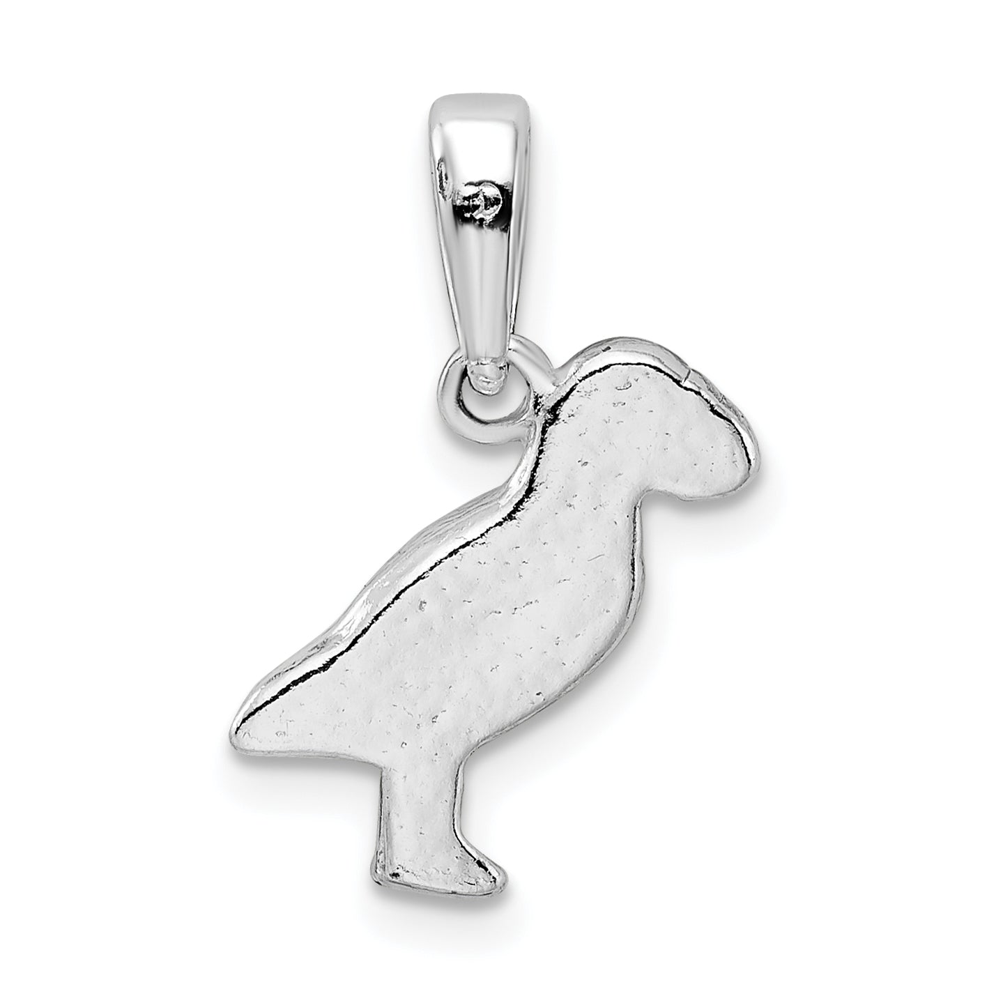 De-Ani Sterling Silver Rhodium-Plated Polished Puffin Bird Pendant