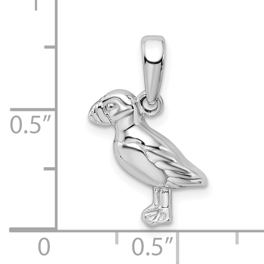 De-Ani Sterling Silver Rhodium-Plated Polished Puffin Bird Pendant