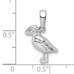 De-Ani Sterling Silver Rhodium-Plated Polished Puffin Bird Pendant