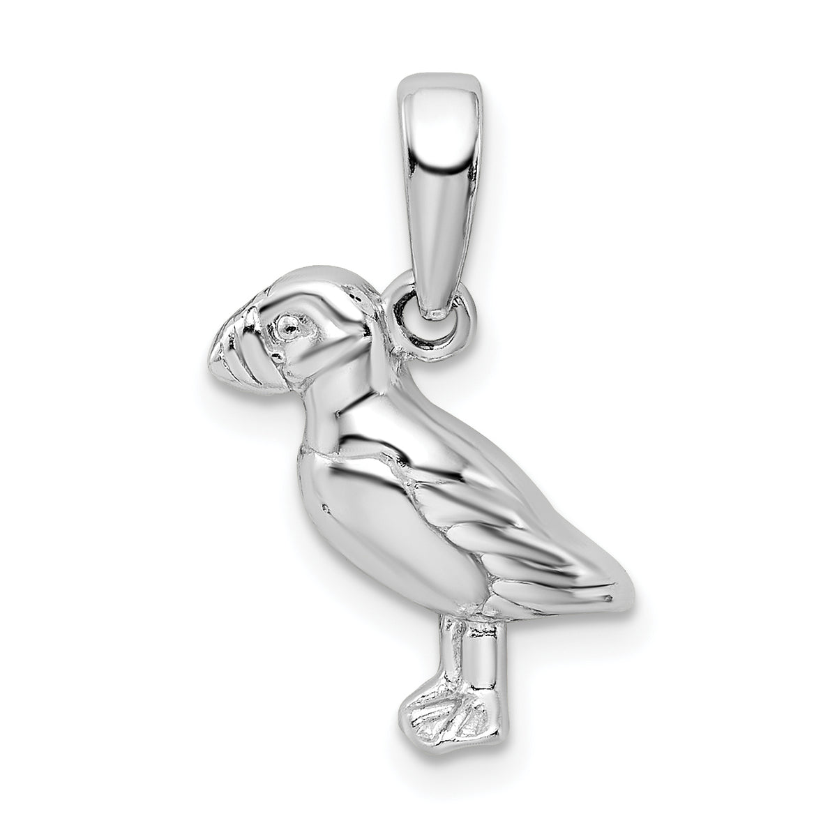 De-Ani Sterling Silver Rhodium-Plated Polished Puffin Bird Pendant