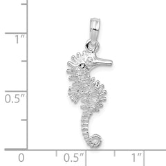 De-Ani Sterling Silver Rhodium-Plated Polished and Textured 3D Seahorse Pendant