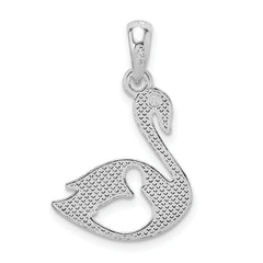 De-Ani Sterling Silver Polished Swan with Cut Out Baby Pendant