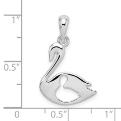 De-Ani Sterling Silver Polished Swan with Cut Out Baby Pendant