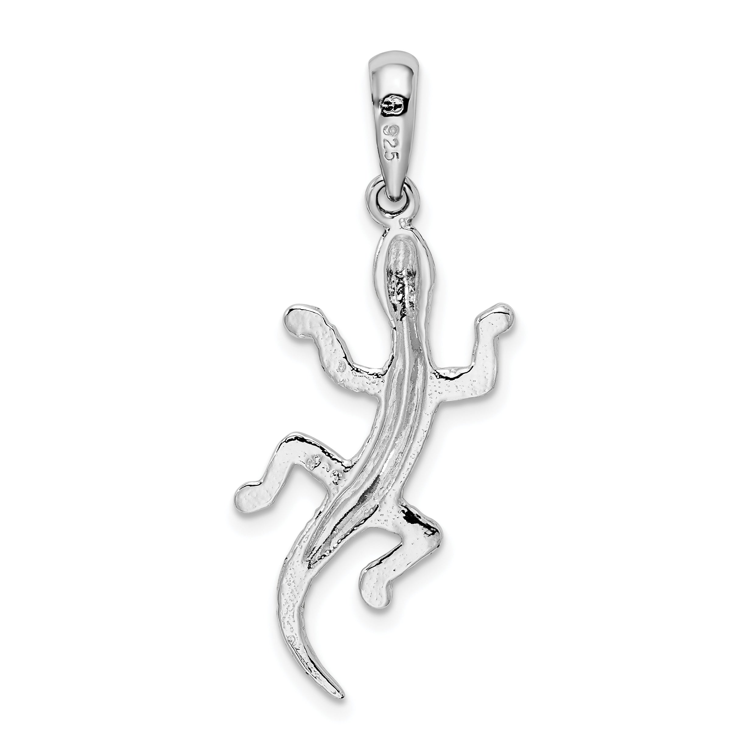 De-Ani Sterling Silver Rhodium-Plated Polished and Textured Gecko Pendant