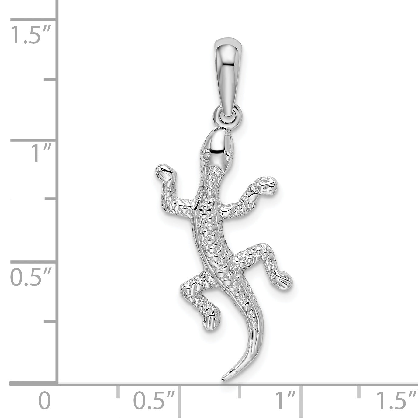 De-Ani Sterling Silver Rhodium-Plated Polished and Textured Gecko Pendant