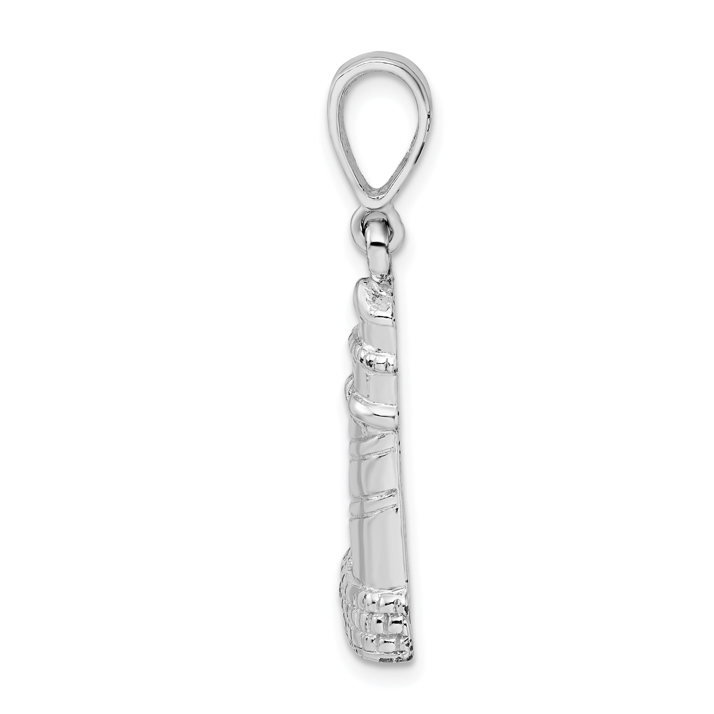 De-Ani Sterling Silver Rhodium-Plated Polished and Textured Lighthouse Pendant