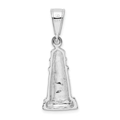 De-Ani Sterling Silver Rhodium-Plated Polished and Textured Lighthouse Pendant