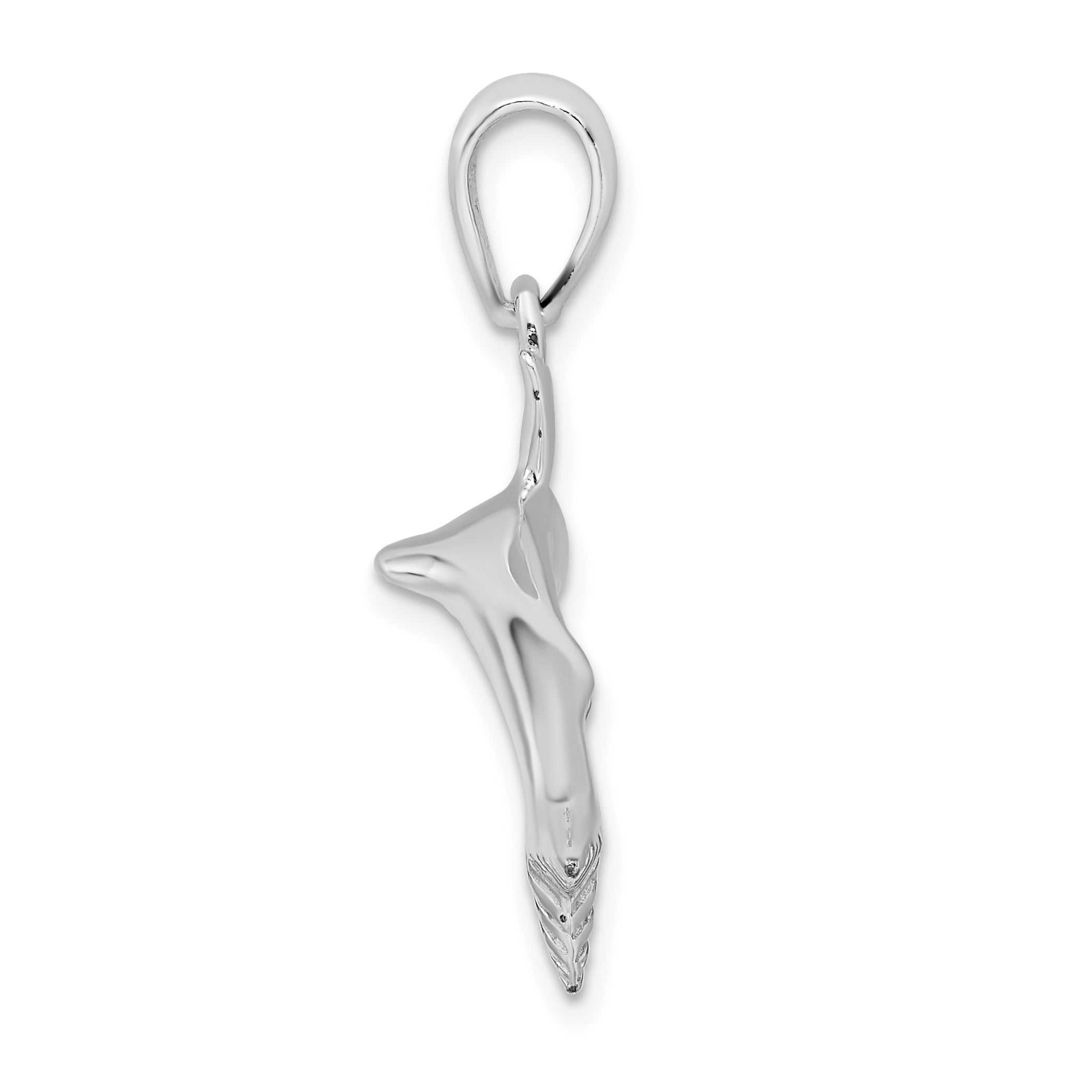 De-Ani Sterling Silver Rhodium-Plated Polished 3D Blue Shark Pendant