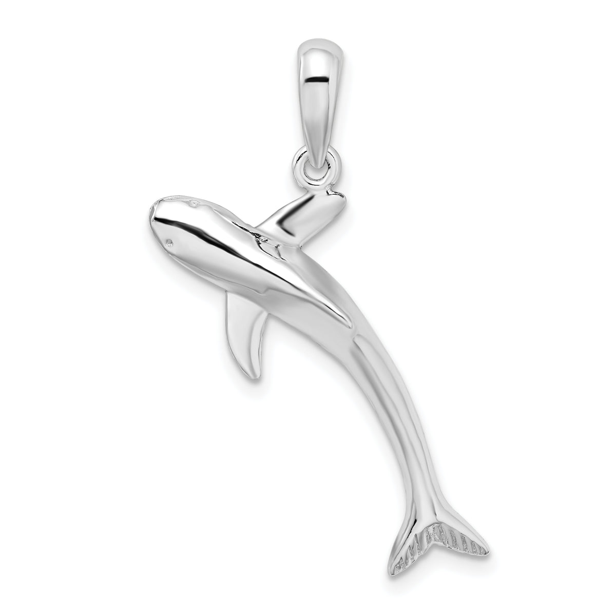 De-Ani Sterling Silver Rhodium-Plated Polished 3D Blue Shark Pendant