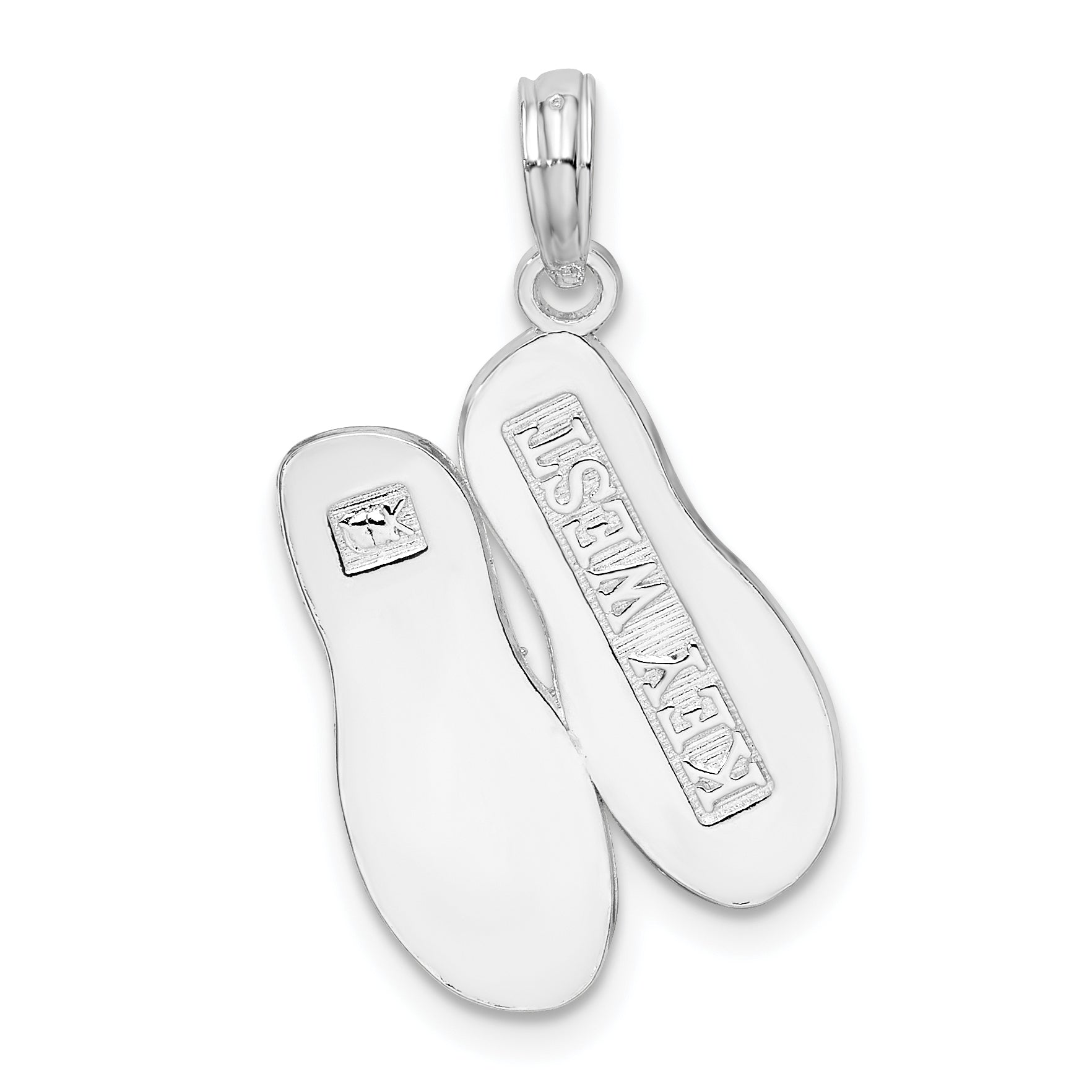 De-Ani Sterling Silver Rhodium-Plated Polished and Textured Key West Flip Flops Pendant