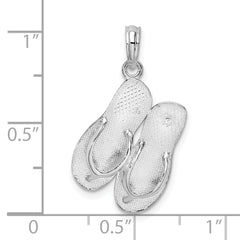 De-Ani Sterling Silver Rhodium-Plated Polished and Textured Key West Flip Flops Pendant