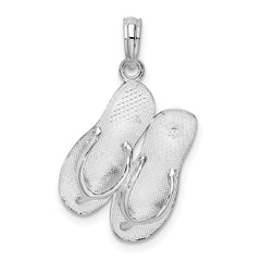 De-Ani Sterling Silver Rhodium-Plated Polished and Textured Key West Flip Flops Pendant