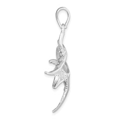 De-Ani Sterling Silver Rhodium-Plated Polished and Textured Marlin Fish Pendant