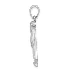 De-Ani Sterling Silver Rhodium-Plated Polished and Textured Penguin Pendant