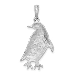 De-Ani Sterling Silver Rhodium-Plated Polished and Textured Penguin Pendant