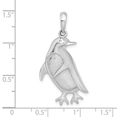 De-Ani Sterling Silver Rhodium-Plated Polished and Textured Penguin Pendant