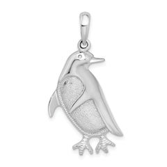 De-Ani Sterling Silver Rhodium-Plated Polished and Textured Penguin Pendant