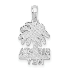 De-Ani Sterling Silver Rhodium-Plated Polished and Textured Siesta Key Palm Tree Pendant