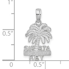 De-Ani Sterling Silver Rhodium-Plated Polished and Textured Siesta Key Palm Tree Pendant