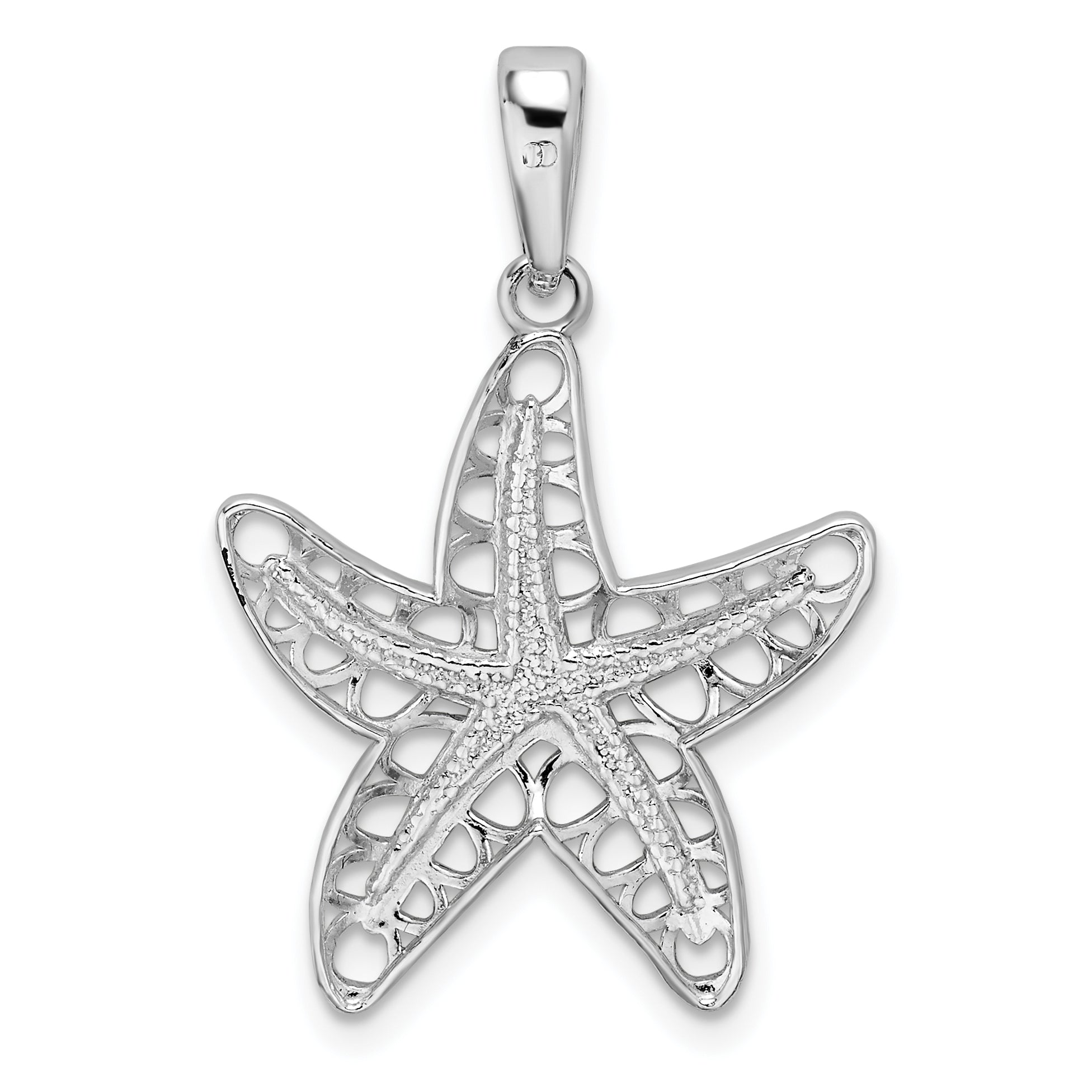 De-Ani Sterling Silver Rhodium-Plated Polished Cut-Out Starfish Pendant