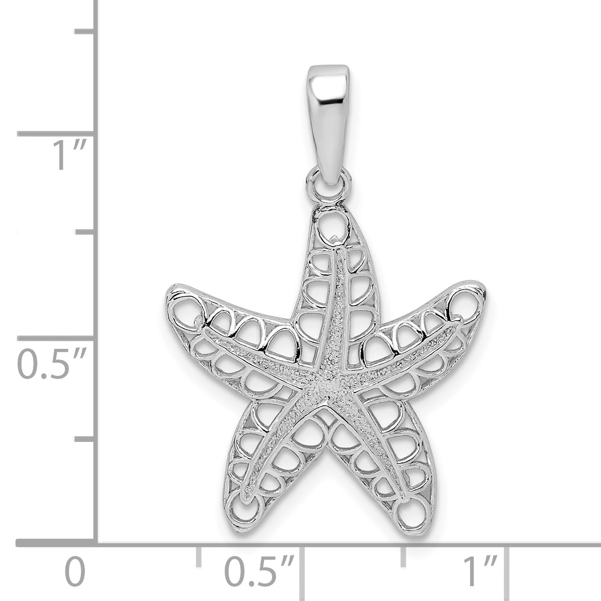 De-Ani Sterling Silver Rhodium-Plated Polished Cut-Out Starfish Pendant