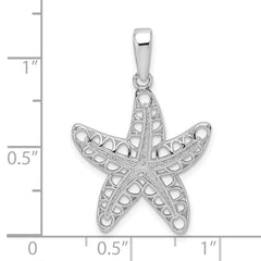 De-Ani Sterling Silver Rhodium-Plated Polished Cut-Out Starfish Pendant