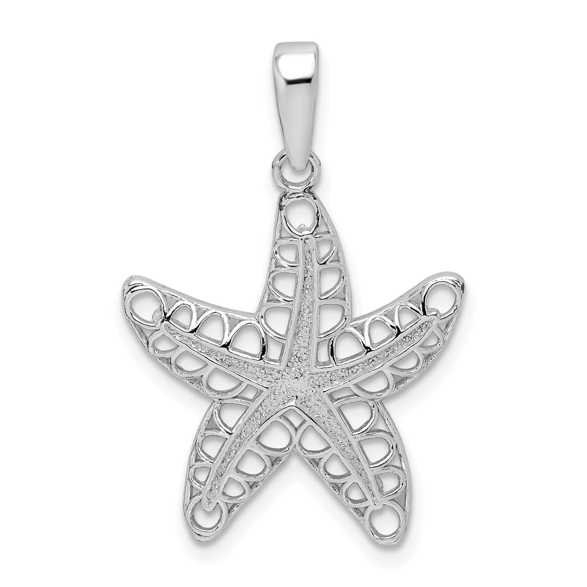 De-Ani Sterling Silver Rhodium-Plated Polished Cut-Out Starfish Pendant