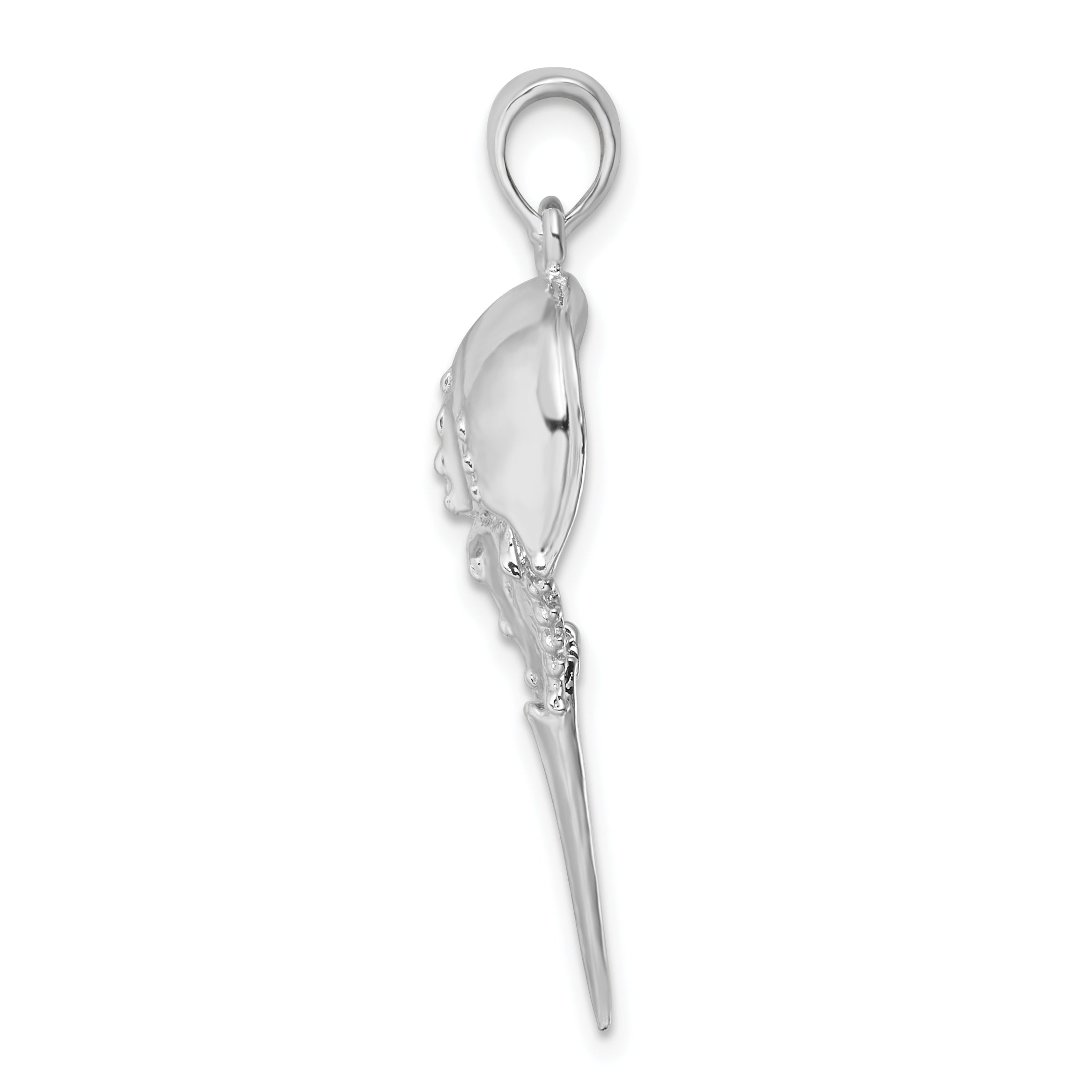 De-Ani Sterling Silver Rhodium-Plated Polished Moving Tail Horse Shoe Crab Pendant