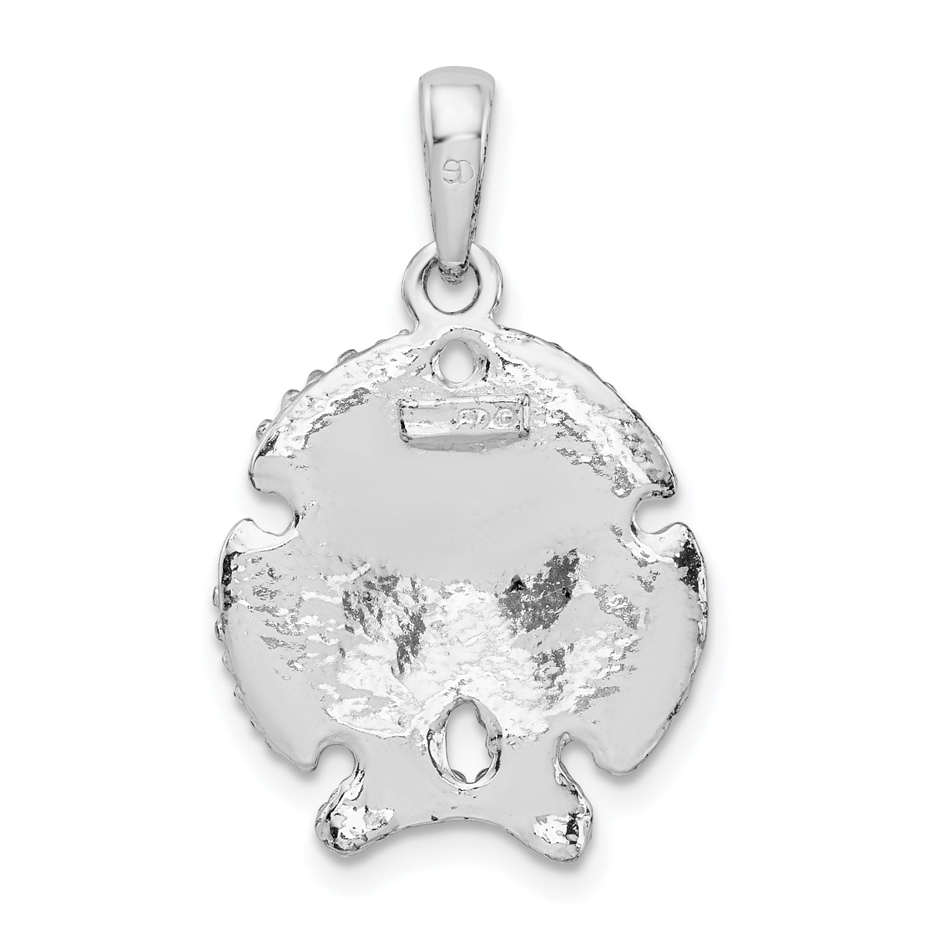 De-Ani Sterling Silver Rhodium-Plated Polished and Textured Sand Dollar Pendant