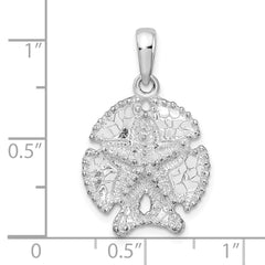 De-Ani Sterling Silver Rhodium-Plated Polished and Textured Sand Dollar Pendant