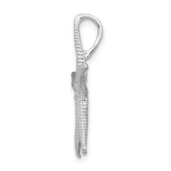 De-Ani Sterling Silver Rhodium-Plated Polished and Textured Starfish Slide